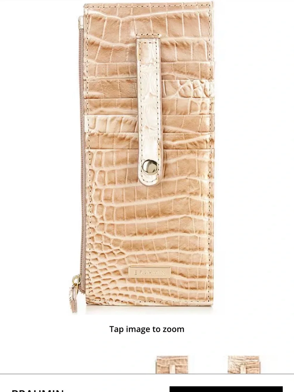 Brahmin Croc-Embossed Leather ID & Card Holder in Beige